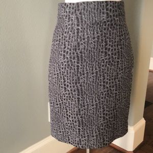 Ann Taylor Gray and Navy  leopard Pencil Skirt